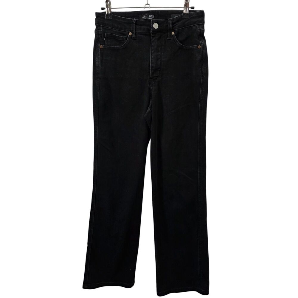 Judy Blue Black Straight Fit Jeans Womens 5/27 Mid Rise‎ Stretch Denim Classic